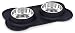 Internet's Best Bone Dog Bowl Set | Double Stainless Steel Pet Food Water Bowls | No Spill Silicone Stand | Small Pets | Black
