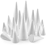 Yalumo 26 Pack Foam Cones for Crafts, 5 Size White Polystyrene Foam Tree Cones 8, 6, 4.3, 3, 2.4 Inch Tall for DIY Art Projects, Christmas Trees, Gnomes, Holiday Decorations, Wedding, Crafts Supplies