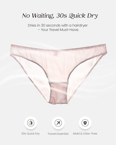 Image of 22 Momme 100% Mulberry Silk Underwear, Silk Satin Classic Bikini Panties for Women, Ultra Breathable Hipster