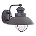 VAXCEL Farmhouse Outdoor Porch Light - Harwich 8" Textured Gray Coastal Wall Sconce with Clear Seeded Glass Shade, Indoor-Outdoor Barn Lighting for Garage, Front Door, Patio, Entryway