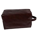 HAMPPLIES Bolsa de Aseo Grande de PU Cuero Vintage para Adultos Neceser Portátil y Resistente con Cierre de Bolso Cosméticos Decorativo para Hombres y Mujeres