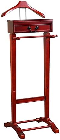 Solid Wood Men's Suit Valet Stand with Drawer Top Tray Contour Hanger Trouser Bar Tie & Belt Hooks Shoe Rack - Stylish Clothes Rack for Wardrobe nization,258986
