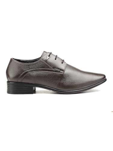 Image of Lee Cooper LC2035B2R Men's Leather Derby Formal Shoes | Lightweight, Comfortable & Stylish Lace-Ups for Office, Business
