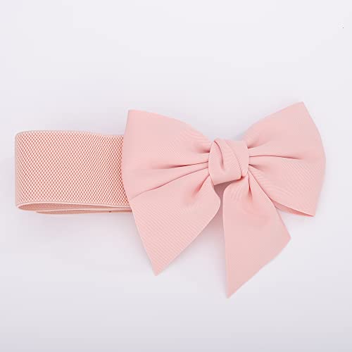 Wiwpar Women Sexy Statement Bow Knot Wide Elastic Waist Belt Adorable Dress Accessory Women's Waist Belt Vintage Big Bow Knot Corset Waistband for Women Party Prom (Pink)3