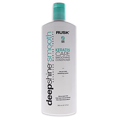 RUSK Deepshine Smooth Keratin Care Smoothing Conditioner, Daily Conditioner for Chemically and Color-Treated Hair, Contain Vitamins and Nourishing Marine Botanicals, 12 Fl Oz (Pack of 1)