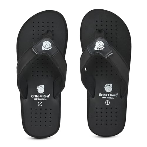 Image of Ortho + Rest Men's Flip Flops, Slippers For Men Daily Use | Soft Cushioned, Anti Skid, Lightweight Casual Chappal, Orthopedic Diabetic Comfortable Footwear, Breathable Cushion Flipflops