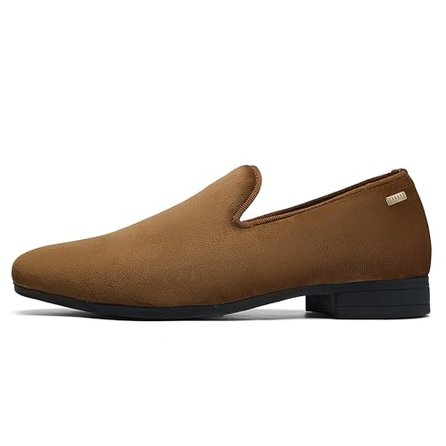 Image of UUBARIS Mens Velvet Loafers Slip-on Dress Shoes Fashion Style Driving Shoes Classic Tuxedo Shoes Casual Oxford Shoes