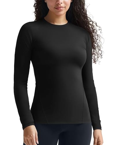 Zengjo Womens Thermal Tops Lightweight Long Sleeve Running Workout Shirts Cold Weather Athletic Baselayer Soft Fitted Warm