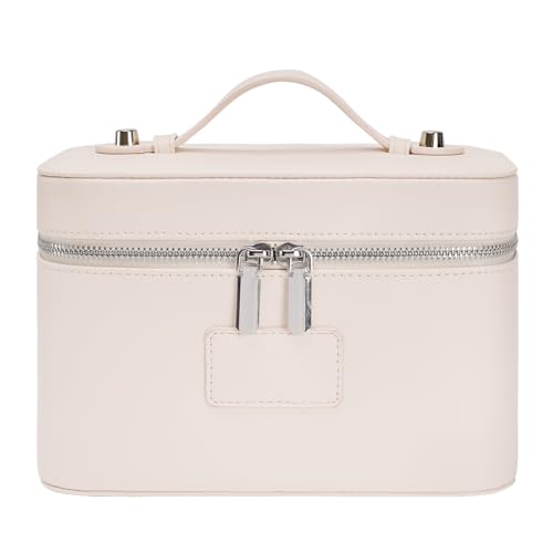 Organizador de maquillaje portátil y grande de piel impermeable para viajes de mujer