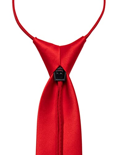 Image of YourTies Zipper Tie for Men Adjustable Pre-tied Satin Neckties and Pocket Square Set Solid Color Business Formal Wedding