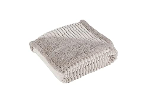 Plaid Plaid canapé Lines avec Rayé et Borreguito Beige Manterol