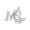 Jeweidea Personalized Men's Shirt Cufflinks with Engraving Initials Alphabet Letter 1 Pair Set Names Men's Cufflinks Stainless Steel for Dad Bridegroom Wedding Graduation Father's Day Gifts #4