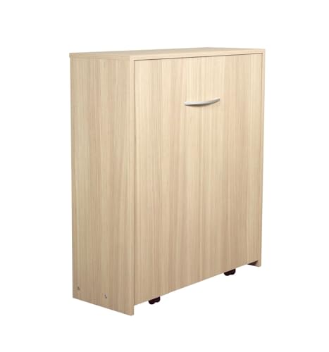 Arredo Stock Letto singolo estraibile e a scomparsa con mobile, rete e materasso, 80x190 cm (olmo)