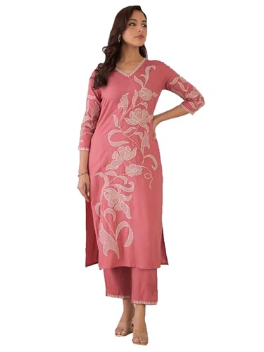 Image of INDO ERA Women's Embroidered Anarkali Kurta Pant Set with Dupatta | Co Ord Set For Women Stylish