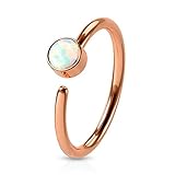 viva-adorno 0,8mm Anillo en la Nariz Piercing Hoop Anillo Ópalo Tragus Helix Cartilage Rook Pendiente de Oreja Z520, Oro Rosa/Blanco