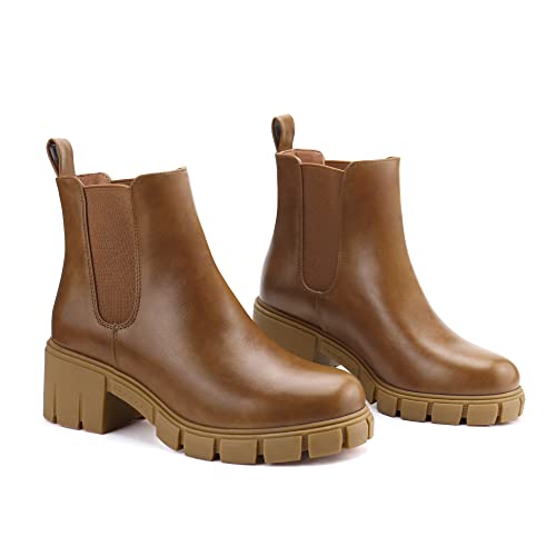 Image of starmerx Women's Platform Chelsea Ankle Boots Chunky Heel