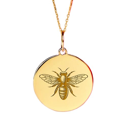 Collier pendentif pièce abeille LKBEADS en argent plaqué or, chaîne de 45,7 cm pour style unisexe