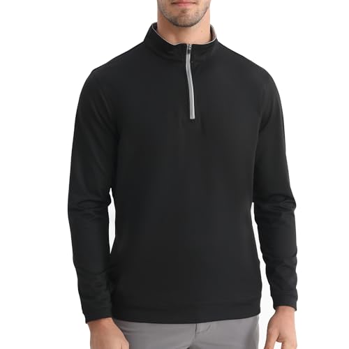 Men‘s Quarter Zip Pullover Sweater Long Sleeve Plain Lightweight 1/4 Zip Golf Pullover