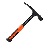 Wincal Geological Survey Hammer - Flat Head Rock Pick, Orange & Black, 28.5cm, 0.85kg, Carbon Steel Head, TPR Coated Rubber Handle