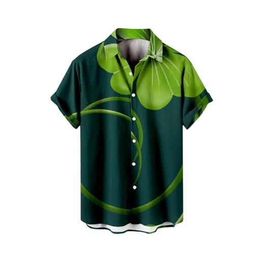 Camisetas de San Día para hombre, camiseta verde para hombre, camiseta casual de manga corta para hombre, camisa de manga corta de lino y algodón para mujer, verde, XXL