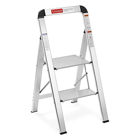 Navaris Escabeau 2 marches Aluminium Cover