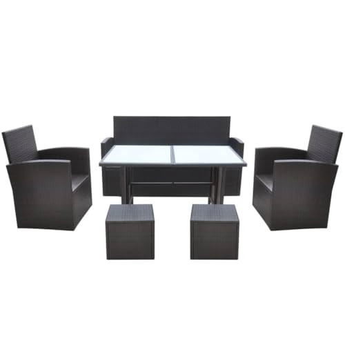 vidaXL Gartenmöbel 6-TLG. Poly Rattan Braun Garten Sitzgruppe Gartengarnitur - 4