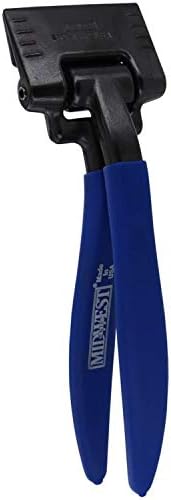 Midwest Tool & Cutlery Seamer Tong - 3 Inch Offset Sheet Metal Bender with Forged Blades & KUSH'N-POWER Comfort Grip Handle - MWT-ST2, Light Blue Handle Grip