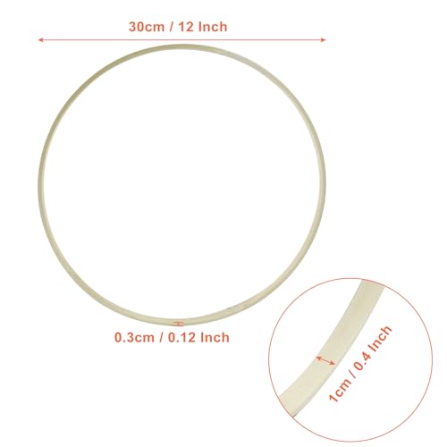 Image of Hitefu 6 Packs 12 Inch Bamboo Floral Hoop Rings (30cm) | Large Wooden Embroidery Hoops, For Crafts, Dream Catcher, Wedding, Hanging, Wreath