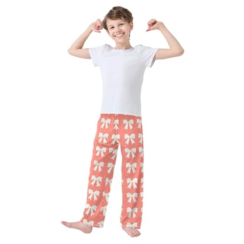 Pajama Bottoms, Bows Pajamas Pant Sleep Long Pants White Lounge Wear Sleepwear Pjs2
