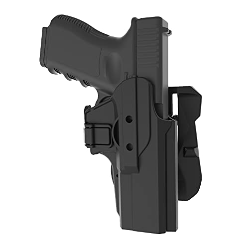 Left Gun Holster fit Glock 17/19/19X/23/32/45(Gen 1 2 3 4 5), OWB Paddle Holster, Open Belt Carry Holster, Fast Release & Adjustable Cant Tactical Holster for Left Handed