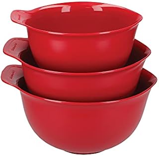 KitchenAid Miski do Mieszania, Plastikowe, 3 Sztuki - Kolor Empire Red