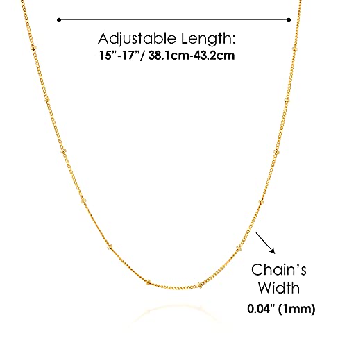 Dainty 14K Gold Filled Necklace - Designer Handmade Satellite Bead Choker Chain 15 + 2 Inch Extender #TOP2