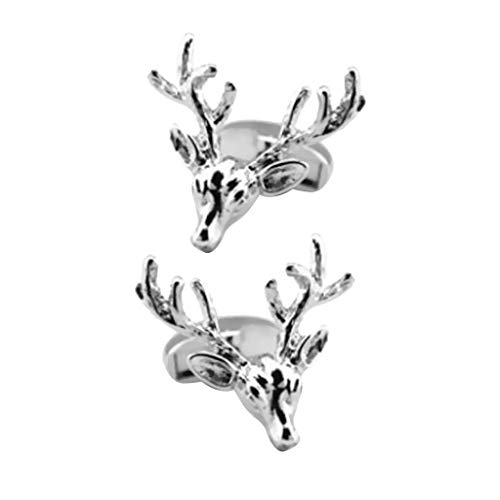 Esquirla Camisa masculina com abotoaduras de animais para presente de casamento Chrismas E veado