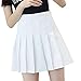Produktbild fgsdd Damen Casual Tennisrock Einfarbiger Minirock mit hoher Taille und schmaler Taille (White, L)