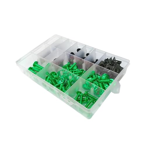 Para Para VERSYS 650 Para NINJA 300 400 650 ZX6R Para VULCAN S 650 ZX10R KLX250 Z900 Z800 Motocicleta 195PCS Kit Tornillos Carenado Tornillos(VERDE)