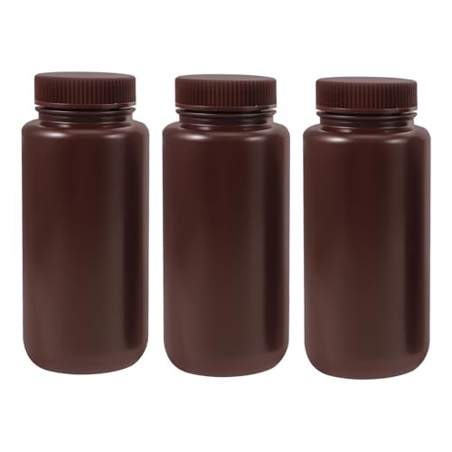 Cabilock Versatile Storage 3 Pack 500ml Empty Reagent Bottles Lids Pp Plastic for Medications
