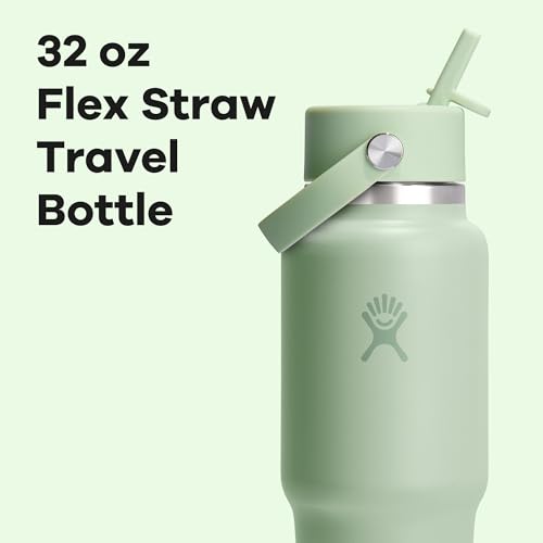 Hydro Flask Travel Water Bottle - Insulated Stainless Steel - Wide Straw Lid, Non Spill, Leakproof in 32 Oz Aloe Green - Image 4