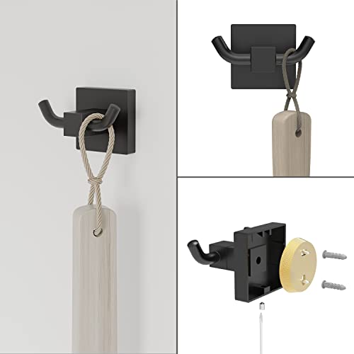 Ruacq 4 Pieces Bathroom Hardware Set Matte Black Square Stainless Steel and Zinc Alloy Modern Wall Mounted,18-Inch Towel Bar,Toilet Paper Holder,Towel Ring,Robe Hook,Bathroom Accessories Kit - Image 6