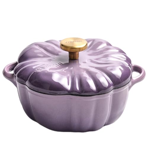 Pentola di zucca, pentola da 1,5 litri per forno olandese con coperchio e manici, piatto carino