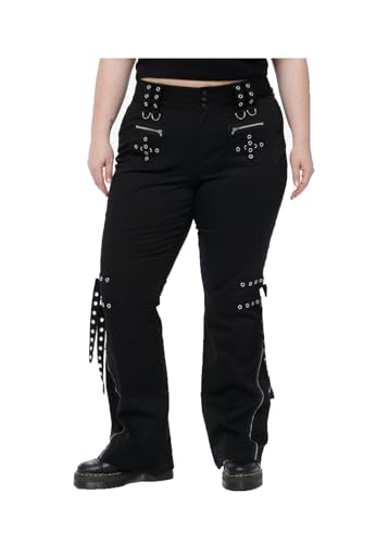 Gothic Bondage Black Grommet Strap Zipper Flare Emo Punk Rock