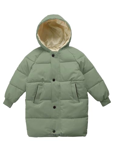JanJean Unisex Girls Boys Hooded Puffer Jackets Coats Kids Casual Long Sleeve Mid-length Thick Padded Overcoat Outwear3
