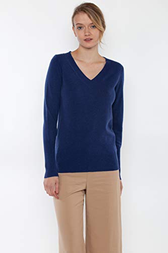 Image of JENNIE LIU Women's 100% Pure Cashmere Long Sleeve Ava V Neck Pullover Sweater