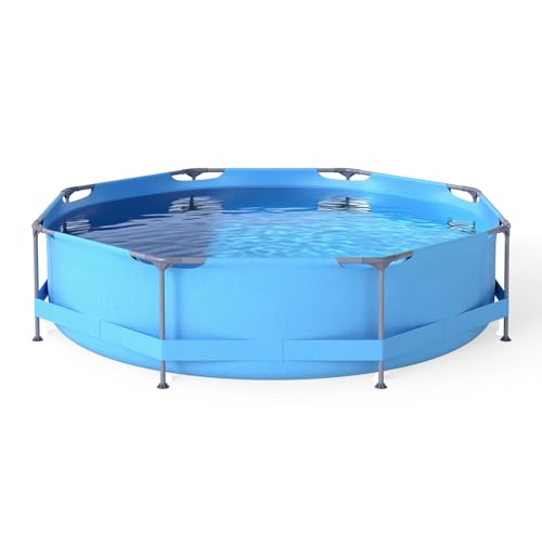 RELAX4LIFE Pool-Set mit Filterpumpe, Aufstellpool rund, Ø 300 x 76 cm, Swimming Pool Metallrahmen, Planschbecken groß, Schwimmbecken Komplettset geeignet für Kinder & Erwachsene im Garten