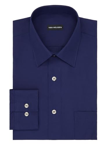 Image of Van Heusen Men's Poplin Regular Fit Solid Point Collar Dress Shirt