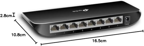 TP-Link TL-SG1008D - Switch Ethernet Gigabit de 8 Puertos (10/100/1000 Mbps), Plug & Play, Sin Configuración, Bajo Consumo Energético, Silencioso y Compacto, Concentrador Ethernet , Color Negro