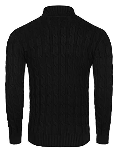 Coofandy Men's Slim Fit Turtleneck Sweater Casual Twisted Knitted Pullover Sweaters (Small, Black.) #TOP2