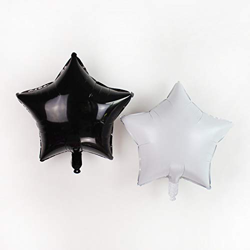 Balon foliowy w kształcie serca balony w kształcie gwiazdy na urodziny ślub dekoracje halloweenowe, 45 cm, 8 sztuk (czarny/biały)