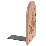 Healeved Holz Buchstütze mit Marienskulptur Handgeschnitzte Robuste Holz-Arch-Dekoration rutschfest Minimalistisches Design Christliche Wohnkultur Perfektes Katholisches Geschenk für Taufe