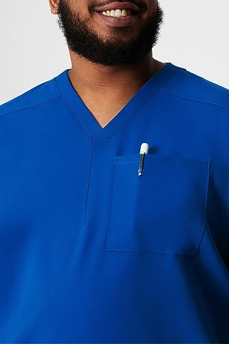 Image of Fabletics Men's Helix 1-Pocket Scrub Top - MotionTech, Wrinkle-Resist, Chest Pocket, Anti-Shrink, Semi-Slim Fit