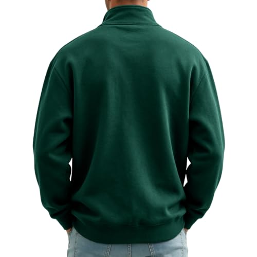 Fleece Sweatshirt Men Quarter Zip Fleece Lined 1/4 Zip Pullover Sweat Shirt - image 4